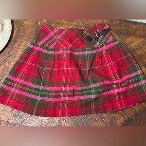 Gymboree 5 Red Green Plaid Skirt, Flannel, Shorts Underneath